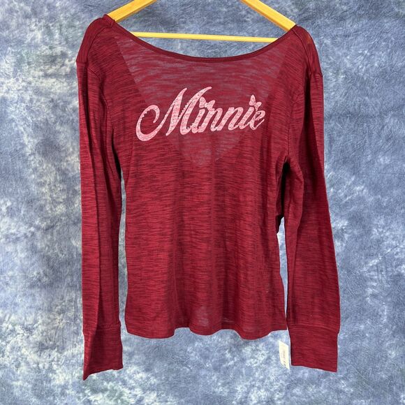 Disney Parks Minnie Mouse Scoop Back Red T-Shirt, Rhinestones, Sz L - Picture 1 of 5